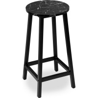 Kovová barová stolička FLINT Black - čierna / čierny mramor