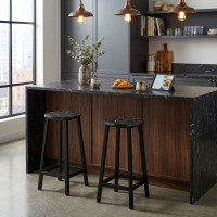 Kovová barová stolička FLINT Black - čierna / čierny mramor