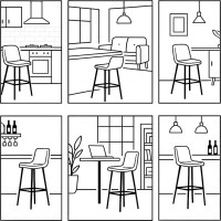 Kovová barová stolička FLINT Black - čierna / čierny mramor