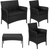 Záhradný nábytok CAMELIA (pohovka + 2 kreslá + stôl) - čierna