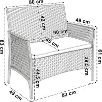 Záhradný nábytok CAMELIA (pohovka + 2 kreslá + stôl) - čierna