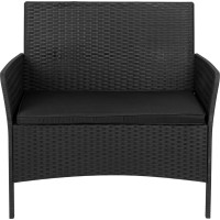 Záhradný nábytok CAMELIA (pohovka + 2 kreslá + stôl) - čierna