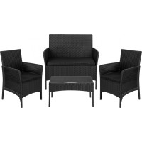 Záhradný nábytok CAMELIA (pohovka + 2 kreslá + stôl) - čierna