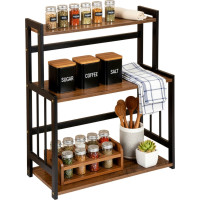 Kuchynský regál na koreničky CEZAR Wood - hnedý/čierny