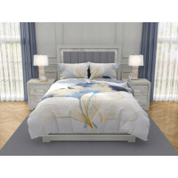 Saténové obliečky NOBILE Ginkgo - biele / šedé - 220x200 cm