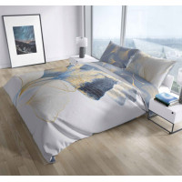 Saténové obliečky NOBILE Ginkgo - biele / šedé - 220x200 cm