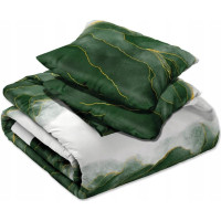 Saténové obliečky NOBILE Listy - biele / zelené - 140x200 cm