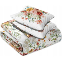 Saténové obliečky NOBILE Lúčne kvety - biele - 140x200 cm