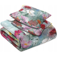 Saténové obliečky NOBILE Pastelové kvety - tyrkysové - 220x200 cm