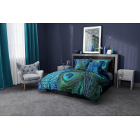 Saténové obliečky NOBILE Peacock - modré / zelené - 220x200 cm