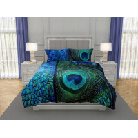 Saténové obliečky NOBILE Peacock - modré / zelené - 220x200 cm