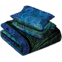 Saténové obliečky NOBILE Peacock - modré / zelené - 220x200 cm
