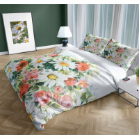 Saténové obliečky NOBILE Rozkvitnutá lúka - biele - 140x200 cm