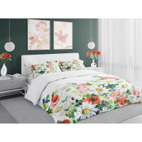 Saténové obliečky NOBILE Rozkvitnutá lúka - biele - 140x200 cm