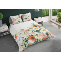 Saténové obliečky NOBILE Rozkvitnutá lúka - biele - 140x200 cm