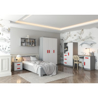 Šatní skříň SCOUT 2 - šedá/bílá (8 variant)