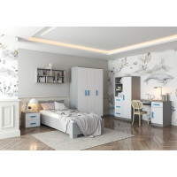 Šatní skříň SCOUT 2 - šedá/bílá (8 variant)