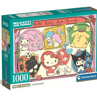 CLEMENTONI Puzzle Hello Kitty a priatelia - roztomilá koláž 1000 dielikov
