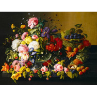 BLUEBIRD Puzzle Zátišie, kvety a ovocie 1000 dielikov