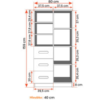 Regál SCOUT - dub sonoma/biely (8 variant)