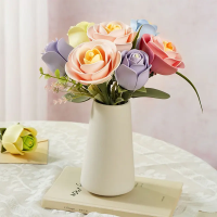 ROBOTIME Roker Floral Art: 3D puzzle Modrá ruža 37 dielikov