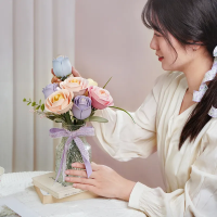 ROBOTIME Roker Floral Art: 3D puzzle Modrá ruža 37 dielikov