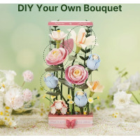 ROBOTIME Roker Floral Art: 3D puzzle Modrá ruža 37 dielikov