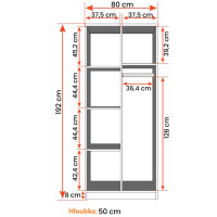Šatníková skriňa SCOUT - šedá/biela (8 variant)