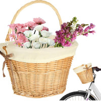 Prútený košík RALLEX na riadidlá bicykla - prírodný/biely