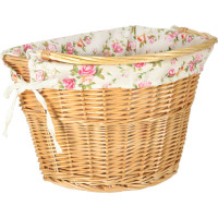 Prútený košík RALLEX na riadidlá bicykla - prírodný/kvetovaný