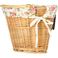 Prútený košík RALLEX na riadidlá bicykla - prírodný/kvetovaný
