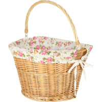 Prútený košík RALLEX na riadidlá bicykla - prírodný/kvetovaný
