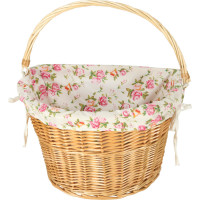 Prútený košík RALLEX na riadidlá bicykla - prírodný/kvetovaný