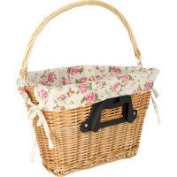 Prútený košík RALLEX na riadidlá bicykla - prírodný/kvetovaný