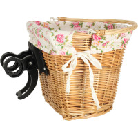 Prútený košík RALLEX na riadidlá bicykla - prírodný/kvetovaný