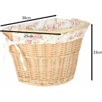 Prútený košík RALLEX na riadidlá bicykla - prírodný/kvetovaný