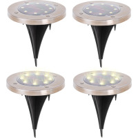 Solárne záhradné svetlá 8 LED - 4 ks - teplá biela