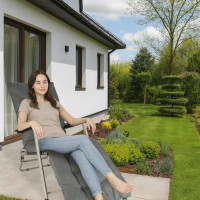 Záhradné lehátko LUARO s vankúšom - šedé