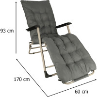 Záhradné lehátko LUARO s vankúšom - šedé