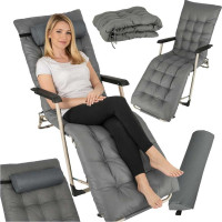 Záhradné lehátko LUARO s vankúšom - šedé