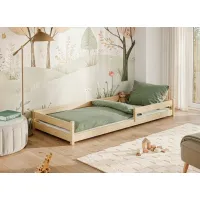 Detská Montessori posteľ z masívu borovice ALICE - 160x80 cm - PRÍRODNÁ
