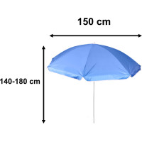 Plážový nastaviteľný slnečník 150 cm - modrý
