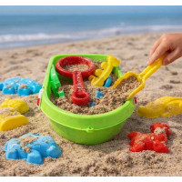 Súprava formičiek na piesok Loď so striekacou pištoľou - 12 kusov