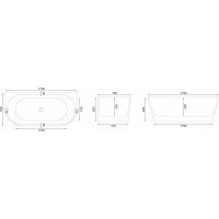 Prístenná akrylátová vaňa REA VENETA 170x79 cm - biela