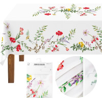 Veľkonočný obrus BLISS Kvety - 140x200 cm - biely