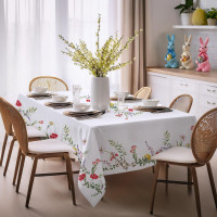 Veľkonočný obrus BLISS Kvety - 140x200 cm - biely