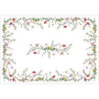 Veľkonočný obrus BLISS Kvety - 140x200 cm - biely