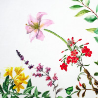 Veľkonočný obrus BLISS Kvety - 140x200 cm - biely