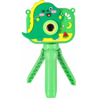 Detský digitálny fotoaparát na statíve Dinosaurus - zelený