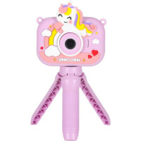 Detský digitálny fotoaparát na statíve Jednorožec - fialový